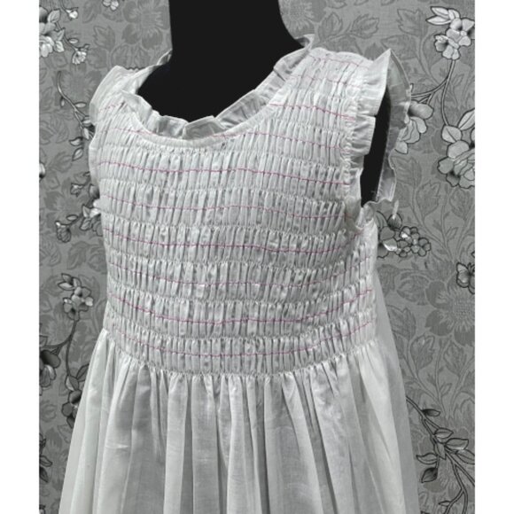 SoieRose Girls Victorian Cotton Heirloom Dress with Red Smocking – SR-1238 - Picture 3 of 6